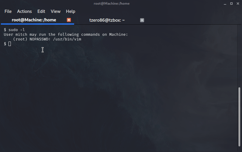 Priv Esc with vim running as sudo