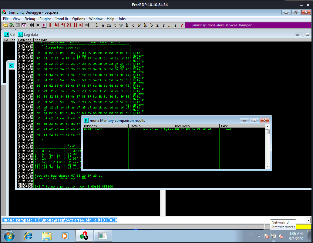 Immunity Debugger Console